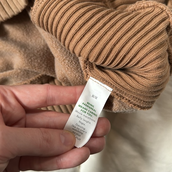 Aerie down to earth oversized tan ribbed sweatshirt - Picture 6 of 7